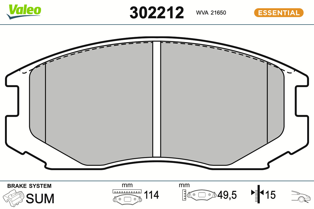 Jeu de 4 plaquettes de frein VALEO ref. 302212